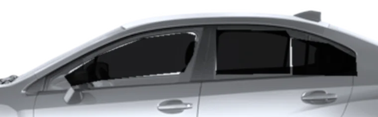 Sedan with 15% window tint, Very dark
