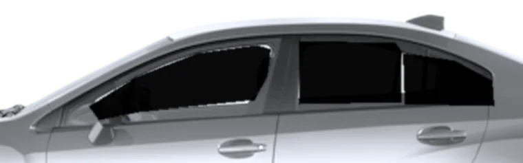 Sedan with 5% window tint, Darkest