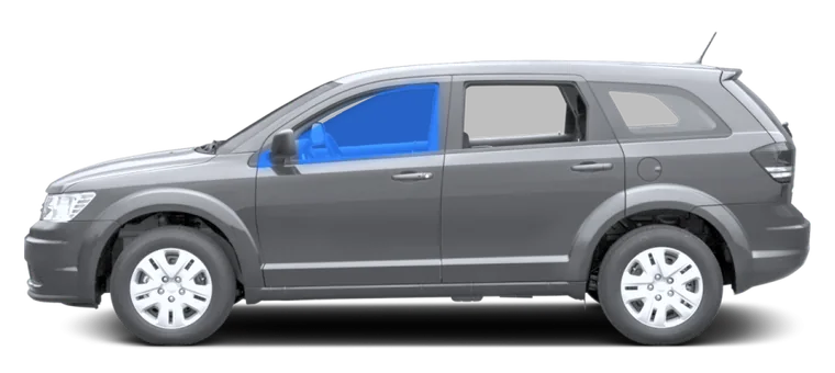 Both front side windows highlighted in blue on a SUV