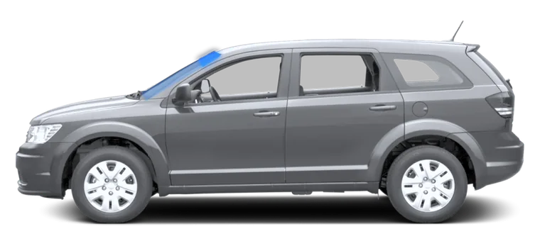 The top band of the windshield highlighted in blue on a SUV