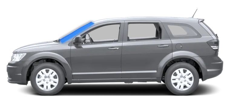 The front windshield highlighted in blue on a SUV